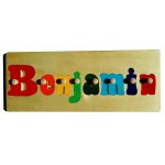 Personalized Wooden Puzzle Vintage Style "Primary colors"